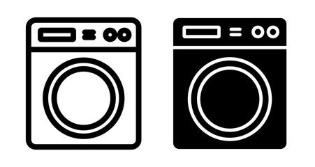 Washing machine Icons pack in outlined and flat versions