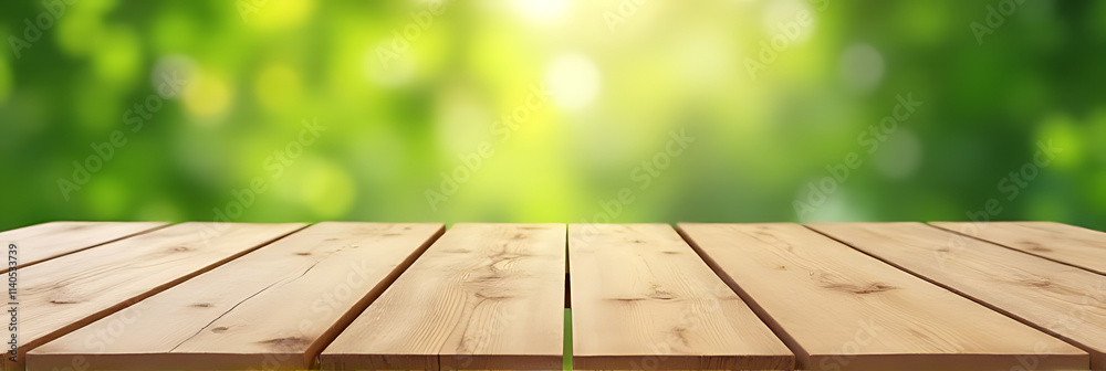 Poster Real wood table top with blurred leaf pattern serves as a versatile background for product displays and design visuals._00001_