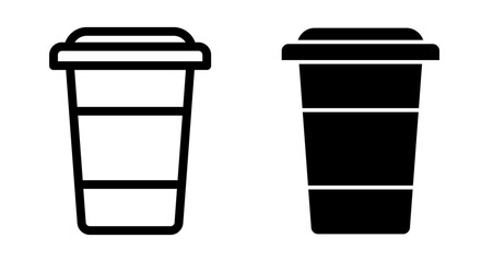 Yogurt container Icons pack in outlined and flat versions
