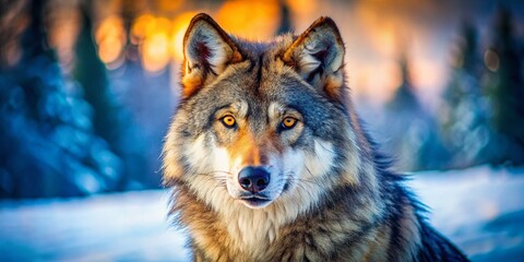 Naklejka premium Majestic Wolf Photography: Wild, Cool Wolf Pictures, Arctic Wolf Images, Grey Wolf Portraits, Winter Wolf Scenes