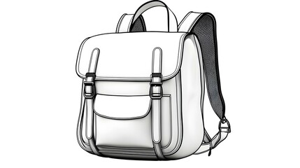 Stylish White Backpack with Adjustable Straps and Flap Closure