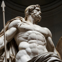 Intense and Powerful Portrait of Achilles in Classical Marble Art





