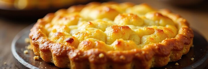 The crust is golden brown with a delicate crunch on top, goldenbrown, texture