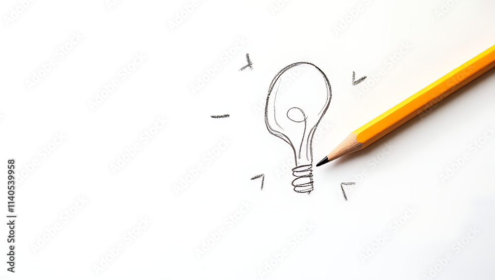 Aufkleber Generating creative ideas with a simple pencil and paper is possible anywhere even on a plain white background always._00004_