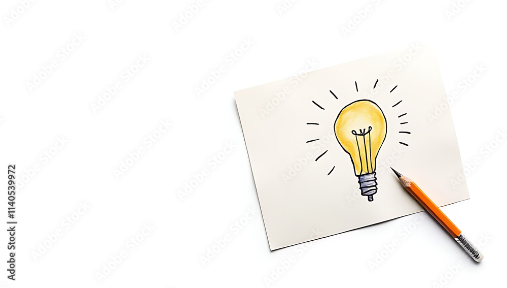 Poster Generating creative ideas with a simple pencil and paper is possible anywhere even on a plain white background always._00002_