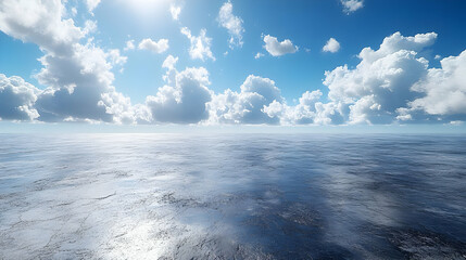 Fototapeta premium Ocean Scene with Cloudy Sky Illustration
