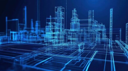 Fototapeta premium Industry 0 fosters automation in construction through advanced technology.