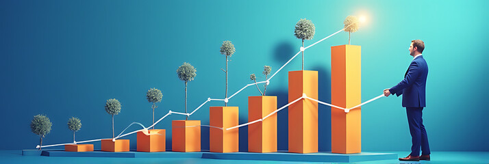 Financial business graphs show a steady increase in investment concepts and financial data analysis is crucial for informed decision making._00004_