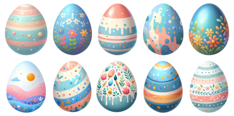 Easter eegs pastel color png clipart cutout transparent isolated