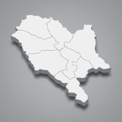 3d isometric map of Gjirokaster is a region of Albania