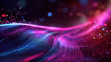 Obraz premium High-tech holographic interface featuring vibrant glowing fractal particles.