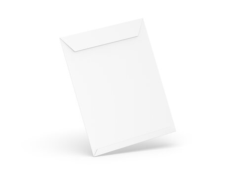 9x12 Envelope mockup. Empty blank paper C4 size envelope mock up on isolated white background. 3d illustration