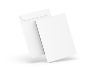 9x12 Envelope mockup. Empty blank paper C4 size envelope mock up on isolated white background. 3d...