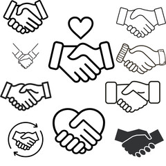 Fototapeta premium handshake icon vector illustration,Handshake icon in black outlin