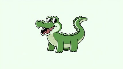 Obraz premium Crocodile with Big Eyes and Cheerful Smile on a Soft Light Green Background