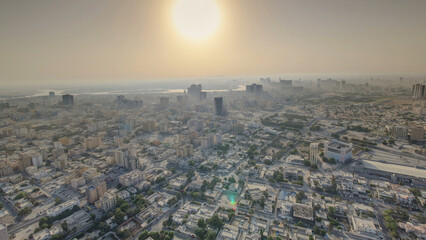 Cityscape of Ajman from rooftop during the morning after sunrise timelapse.
