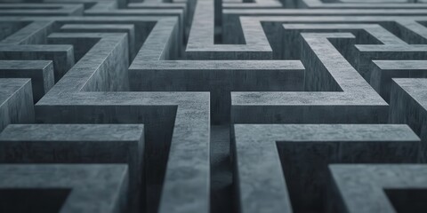 Professional Change promotion concept. Concrete maze with intricate patterns, showcasing complex pathways and sharp angles in a modern design.