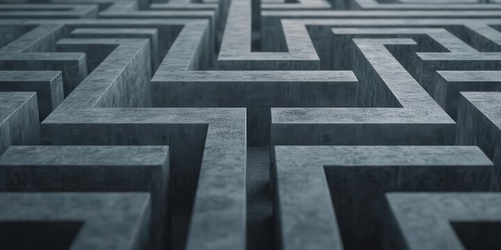 Professional Change promotion concept. Concrete maze with intricate patterns, showcasing complex pathways and sharp angles in a modern design.