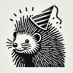 Fototapeta na wymiar A cheerful hedgehog wearing a party hat.