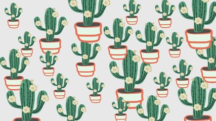 animated cactus pattern, for a thematic background. cheerful colors - Powered by Adobe