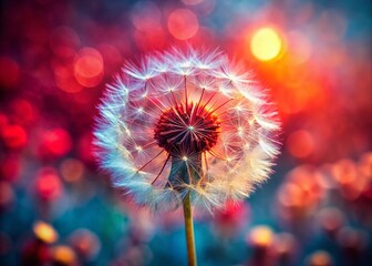 Miniature Red Seeded Dandelion, Tilt-Shift Photography, Macro Closeup, Blooming Flower, Wildflower, Nature Photography, Spring, Summer, Tiny World,  Floral Photography, Red Seed Head, 