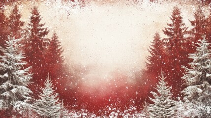 Winter Wonderland Border Featuring Snowy Trees and Festive Atmosphere for Holiday Designs and Seasonal Greetings