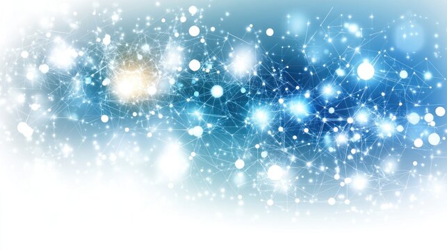 Abstract digital background with glowing particles and connections, evoking a cosmic feel.