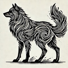 Obraz premium Stylized illustration of a standing wolf.