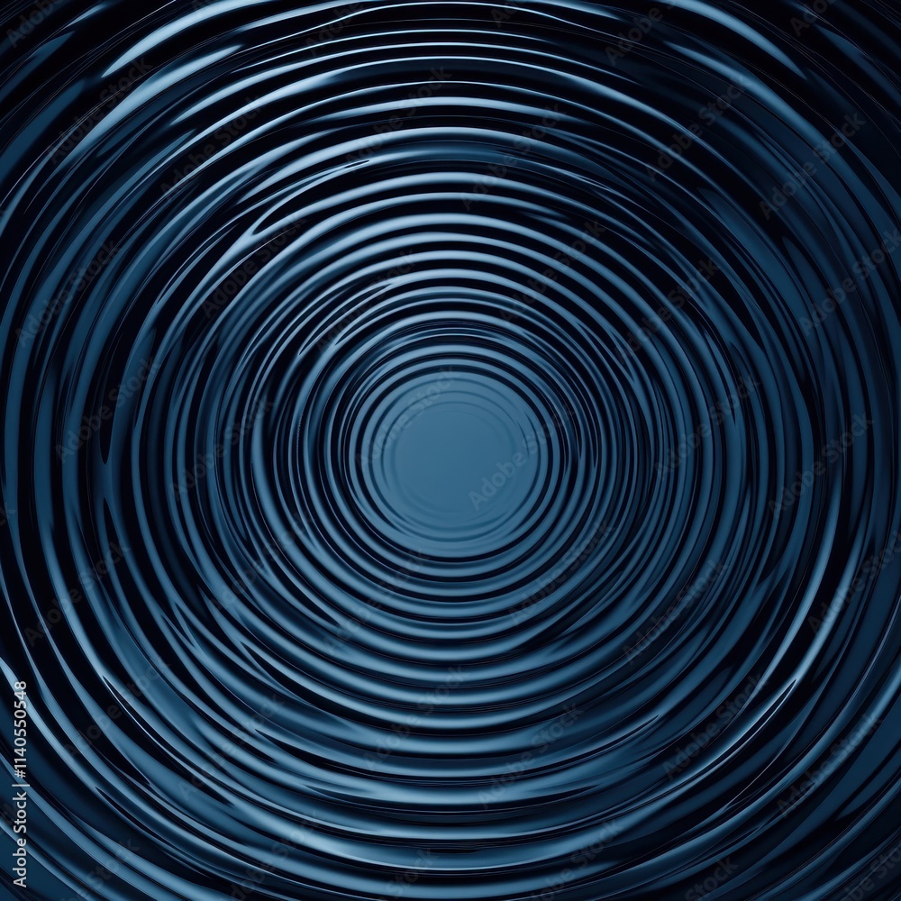 Poster close-up of deep blue circular ripple patterns in a fluid surface, creating a calm and hypnotic effe