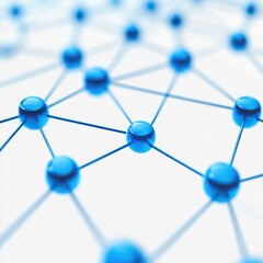 Abstract blue molecular structure representing connectivity in science and technology.