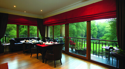 Brown wings and a beige-tufted chesterfield sofa. Modern living room with art deco interior design
