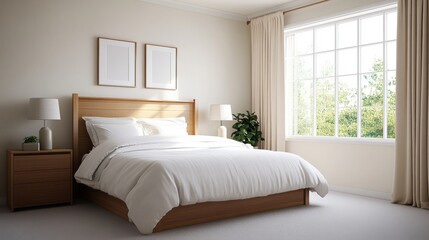 Modern Minimalist Bedroom Design with Natural Light and Neutral Color Palette for Relaxing Ambiance