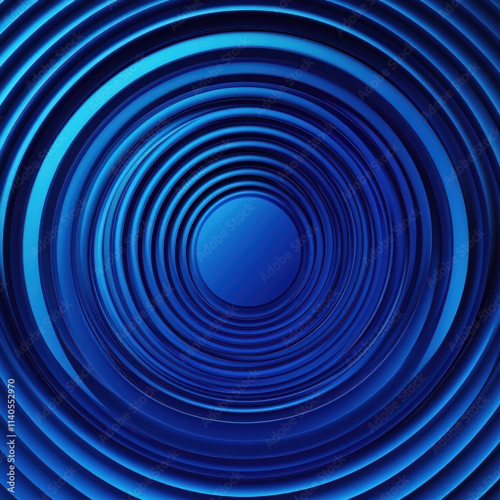Poster a mesmerizing abstract pattern of concentric blue circles creating a sense of depth and tranquility.
