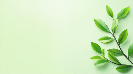 Minimalist image featuring green leaves on a soft gradient background, perfect for eco-themed designs with ample copy space.