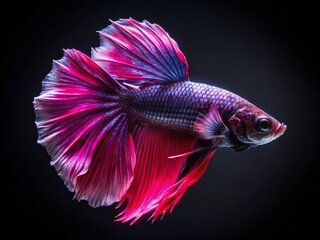Fototapeta premium Minimalist Black and Pink Fish Photography: Stylish Aquatic Art, Elegant Underwater Scene, Simple Fish Design