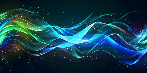 Flowing Wavy Light Lines in Abstract Digital Art


