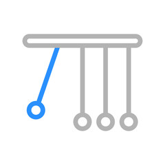 Newton's cradle in motion. Concept of physics, momentum, and energy.