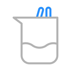 Laboratory beaker with liquid and test tubes. Concept of chemistry, science, and experiment.