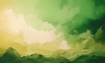 Fototapeta premium Abstract Green Yellow Waves Painting Texture