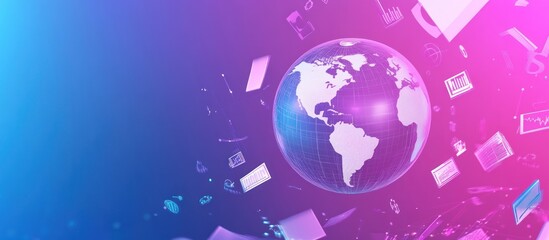 Global network connection, digital data flows around the earth.