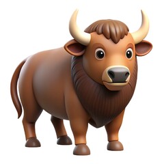 3D-Style Beautiful Bison Clipart – Realistic Wildlife Illustration on White Background