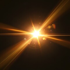 Obraz premium A radiant burst of golden light against a dark background, creating a vibrant and dramatic visual effect.