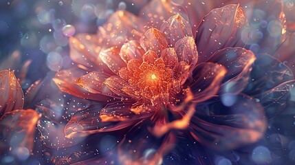 Ethereal glowing flowers with delicate petals in a magical, dreamy atmosphere.