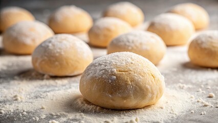 Obraz premium Minimalist Dough Balls Photography: Simple Cooking, Homemade Bread, Food Styling