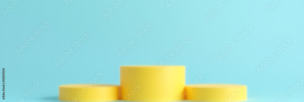 Poster A minimalist composition includes a yellow podium on a clear blue sky background, ideal for various design project applications._00001_