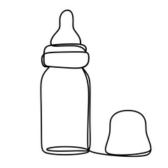  Baby bottle one line art drawing