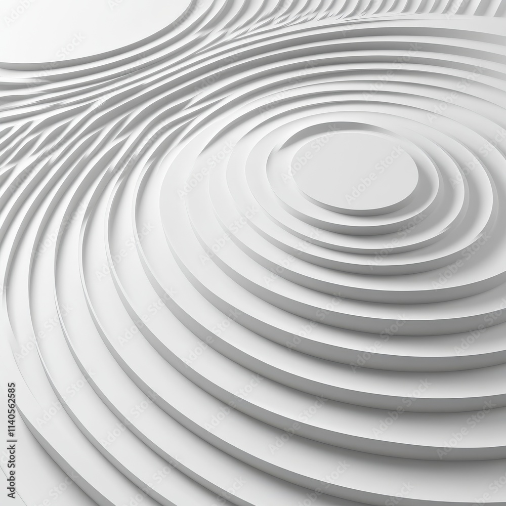 Poster abstract white layered design with smooth, circular waves creating a serene and modern visual effect