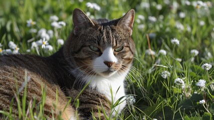 A cute fluffy kitten with sparkling fur sits in a dreamy, colorful forest setting.