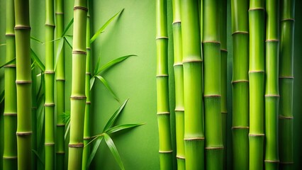 Fototapeta premium Minimalist Green Bamboo Wallpaper, Simple Nature Background, Calm Green Design, Peaceful Bamboo Image