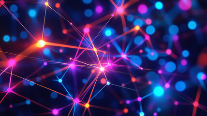 Obraz premium Abstract Network Connection Background with Glowing Dots and Lines. Concept of Communication, Technology, and Connectivity.